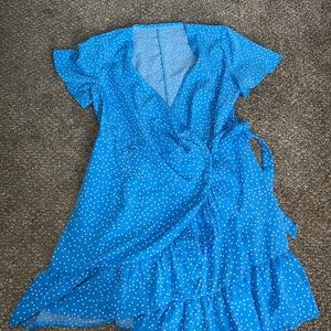 Blue dotted Flowy Dress